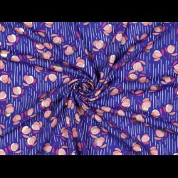 Blomster med guld lilla bundfarve viskose