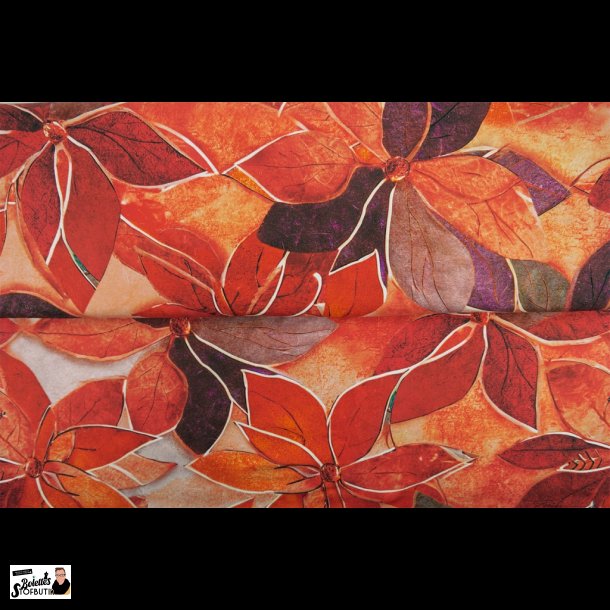 Orange blomster bomulds jersey