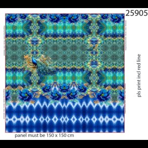 Pretty peacock panel bomulds jersey