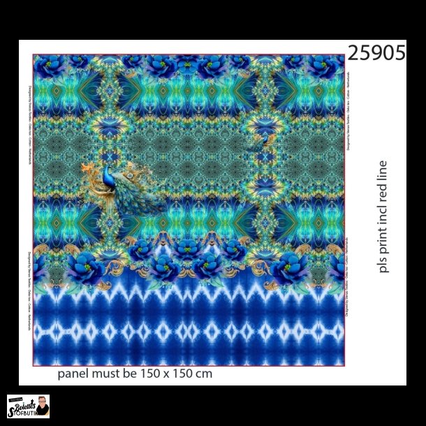 Pretty peacock panel bomulds jersey