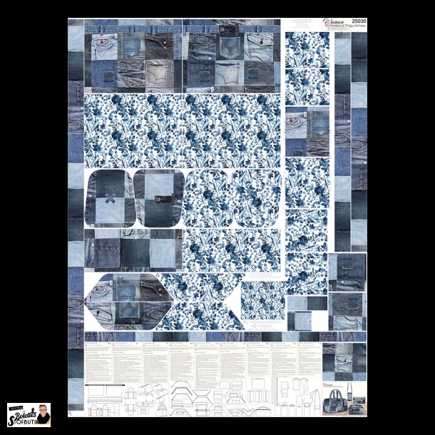 Rejsetasker panel jeans og blomster