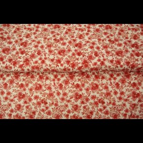 Rde blomster fast bomuld