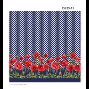 Poppy field in blue panel
