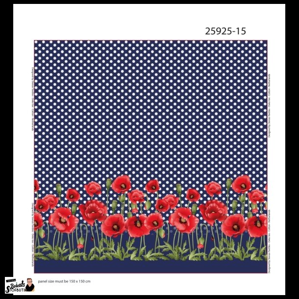Poppy field in blue panel