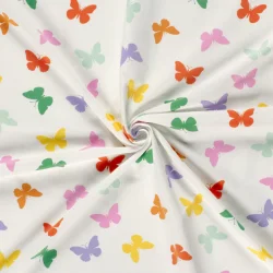 Sommerfugle p hvid bundfarve bomulds jersey