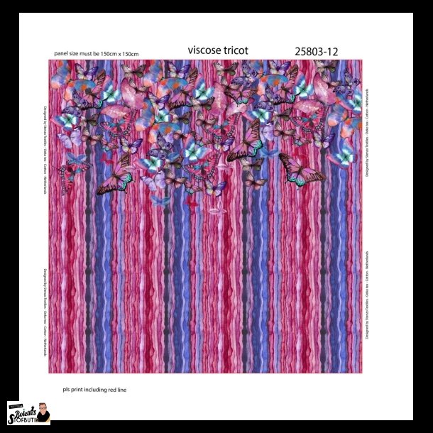 Butterfly garden panel viskose jersey