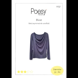 Bluse med asymmetrisk vandfald 1037